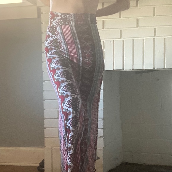 Vintage Boho Paisley Floral Print Maxi Gypsy Skirt S SM Small Red White - Picture 4 of 8